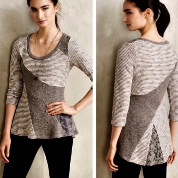 Anthropologie Sweaters - Anthropologie Angel of the North Leta Lace Inset Sweater Size Large